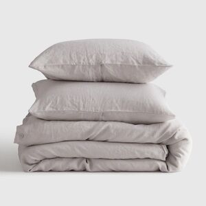 Quince Light Gray Linen Duvet Cover Set